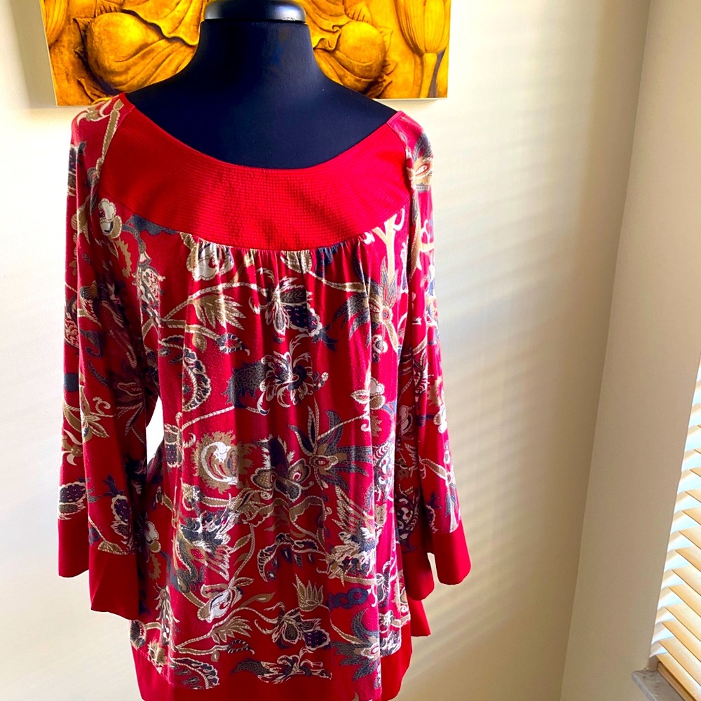 Red tie back tunic 2X